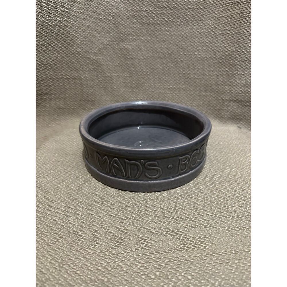 Vintage McCoy Pottery Blue Gray Dog Dish Bowl To Man's Best Friend His Dog NEW